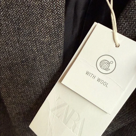 ZARA wool blend herringbone blazer - Picture 8 of 9